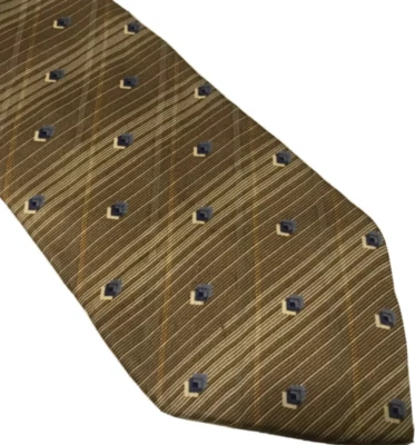 Corbata de seda a rayas geométrica oro diamante Zylos George Machado Foto 1 de 4