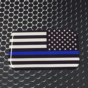 THIN BLUE LINE REVERSE Domed Decal USA POLICE Flag Emblem Car Sticker 3D 3.1x 2" - Imagen 1 de 6