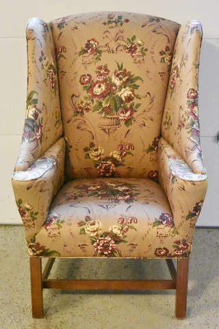 Chippendale Style Mahogany Silk Neoclassical Upholstered Wing Chair Arm Chair Cover