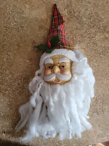 Christmas House Santa Head Ornament White Plastic Face Beard Tree Decoration  - Picture 1 of 6