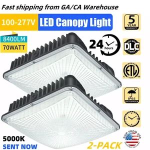 70W 2 Stück LED Baldachin Leuchte IP65 Wasserdicht 8400LM 100-277V Außen Gewerbe - Bild 1 von 7