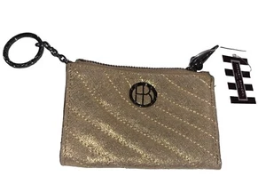HENRI BENDEL Gold No. 7 Quilt Mini Zip Key Fob Pouch Keychain Wallet NWT NEW - Picture 1 of 3