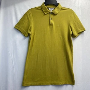 Calvin Klein Body Fit Short Sleeve Polo Shirt Men XS/TP Yellow 100% Cotton Used - Picture 1 of 14