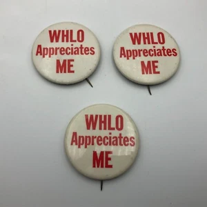 Vintage Lot 3 WHLO Appreciates Me Radiosender Promo Button Pin Pinback G1 - Bild 1 von 12