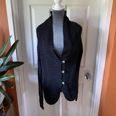 Suéter Converse One Star para mujer talla S pequeño botón grande manga larga tejido lana Foto 1 de 4