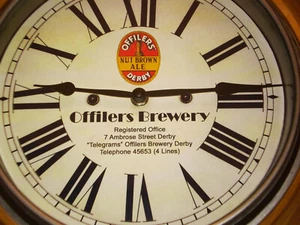 Offilers Brauerei Derby, Replik Werbung Bar Kneipe Wanduhr 50er Jahre Stil. - Bild 1 von 6