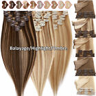 Balayage Clip In Human Hair Extensions 100%Real Indian Remy Hair Full Head Ombre
