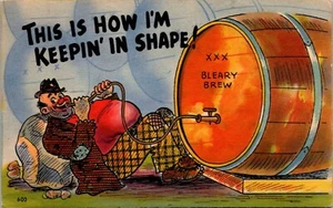 This is How I'm Keepin' in Shape! Bleary Brew Comic Drinking Postcard - Picture 1 of 2