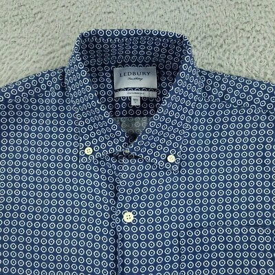 Camisa Ledbury Para Hombres 16 1/2 Azul Ajuste A Medida Negocios Oficina Preppy Manga Corta Foto 1 de 4