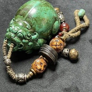 China Xizang Lion Pixiu Antique Old Jade Antique Decor Collect - Picture 1 of 11