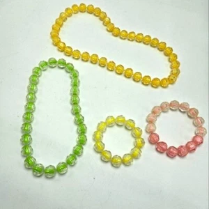 60's Original Pop It Beads Faceted Beads Green Pink Yellow Costume Fashion VTG - Picture 1 of 6