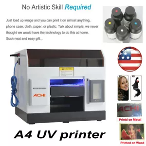 Stampante UV A4 Epson R330 testina per telefono custodia vetro metallo piatto legno in rilievo USA - Foto 1 di 9