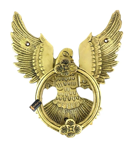 Open Winged Eagle Design Brass Door Knocker (Standard Size; Antique Yellow) Cover