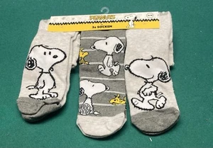 Snoopy & Woodstock Peanuts Socks (Set of 3) Color Gray & White Brand New! 2024 - Picture 1 of 3