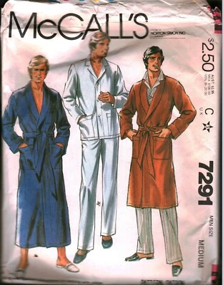 7291 Vintage McCalls Patrón de Costura Para Hombres Bata Camisa Top Pijama Años 80 Ropa de Salón Foto 1 de 2