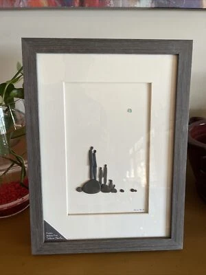 Arte en madera y guijarros de vidrio blanco 12 x 16 Puppy Makes Five sin caja Sharon Nowlan Foto 1 de 3