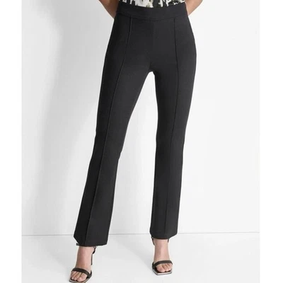 Pantalones DKNY Cintura Alta Ajustados Pierna Corte Bota Largo Completo Talla 12 Negro Carrera Chic Foto 1 de 4
