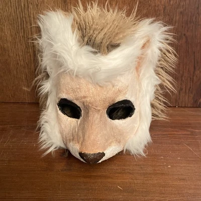 Signed Vintage Leather Fox Coyote Face Mask Hand Made Folk Art Masquerade Texas - Image 1 of 4