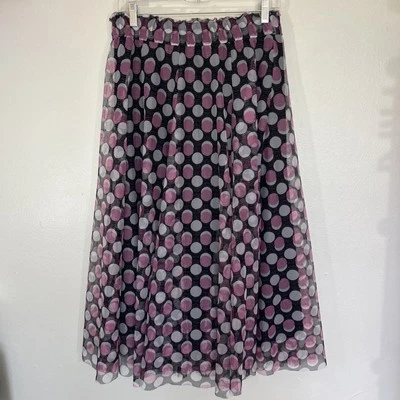 Cato Sz S Black Pink Polka Dot Cirlcles Skirt Rockabilly Punk Party Office - Image 1 of 4