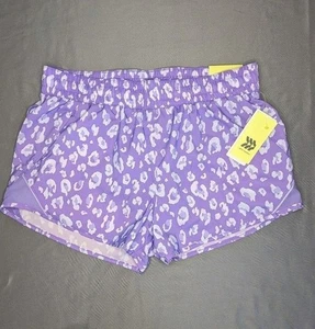 All in Motion Damen-Laufshorts lila Leopardenmuster mittelhoher Bund Small - Bild 1 von 5