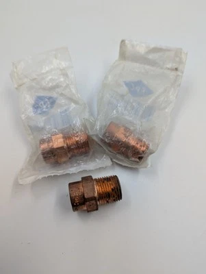 1/2" x 3/8" Male Adapter EPC Copper Fitting Solder 104R Lot Of 3 - Image 1 of 2