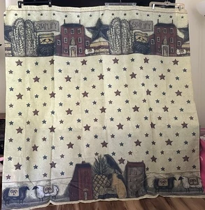 Primitive Welcome Shower Curtain Stars Sheep Pineapple Country Farmhouse Willow - Picture 1 of 7