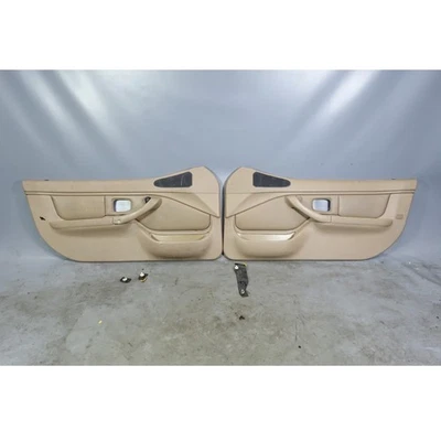 Damaged BMW Z3 Roadster Door Panel Trim Pair Sand Beige Leather 2001-2002 OEM - Image 1 of 4