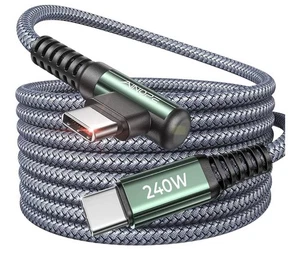 240w USB C Cable 10ft Right Angle C To C Cable Fast Charging iPhone 17, 16,15pro - Picture 1 of 5