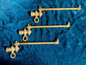 Matching set of THREE Antique Victorian Straight Arm Brass Gas Light Sconces - Picture 1 of 7
