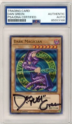 PSA Signed Dan Green Yu-Gi-Oh! Dark Magician DUSA-EN100 Duelist Saga 1st Edition - Image 1 of 2