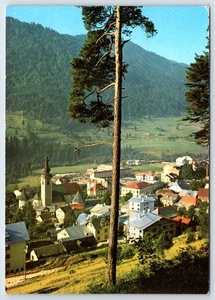 Postcard Tarvisio Italy Alpine Village View Church Landscape 1985 Stamps - Picture 1 of 3