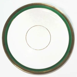Richard Ginori PALERMO Green Gold Encrusted Rim Cream Soup Bowl Saucer, 6 3/4" - Picture 1 of 2