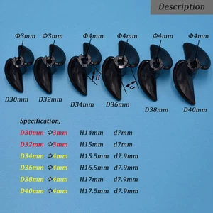 2 Blades Nylon Paddle Boat Propeller High Strength 3mm / 4mm RC Boat Shaft #1412 - Picture 1 of 6