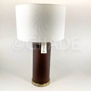Simon Blake Interiors Table Lamp Leather Design-28” With White Shade - Picture 1 of 9