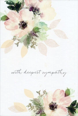 Tarjeta de condolencia de Sara Miller Imagen Three Pale Flowers Deepest Sympathy Foto 1 de 2