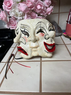 MASQUE ARRAYED VERY CLEVER HAND MADE COMEDY / TRAGEDY MASK-HALLOWEEN EXCELLENT - Image 1 of 4