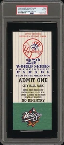 1999 NEW YORK YANKEES WORLD SERIES PARADE FULL TICKET 25TH CHAMPIONSHIP PSA 4 (3 - Picture 1 of 2