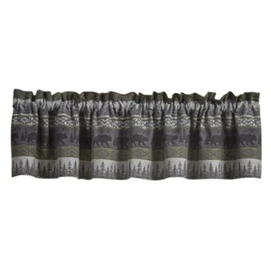 New Rustic Cabin Camp OLIVE GREEN BLACK BEAR VALANCE Curtain Topper - Picture 1 of 2