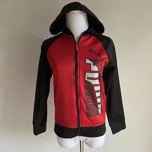 PUMA Red/Black Zip Up Hoodie Sweatshirt Boys Jacket, Boys Size M - Picture 1 of 12