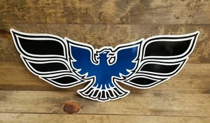 Pontiac 1970-73 FIREBIRD Trans Am Flat Wall Emblem / Steel Art Sign Blue 24x10.5 - Picture 1 of 4