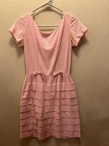 Handmade Vintage Ruffle Pink Dress Short Sleeve 10/12 Kids Dress up  Read - Picture 1 of 5
