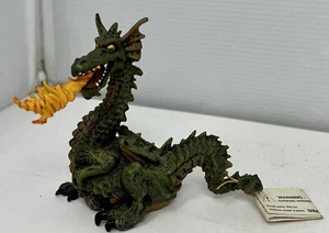 PAPO 1999 Dragón Respira Fuego Verde 4" Alas Figura Medieval Mundo Encantado - Imagen 1 de 7