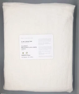 Pottery Barn Classic Belgian Flax Linen Curtain Drape 50x96” Ivory, Cotton Lined - Picture 1 of 11
