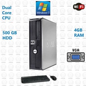 Fast Dell Desktop Computer PC Core 2 Duo 1TB WiFi PC Windows 7 / Windows 10 - Picture 1 of 5