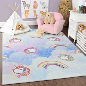 Unicorn Non-Slip Kids Playroom Nursery Washable Indoor Area Rug - Picture 1 of 15