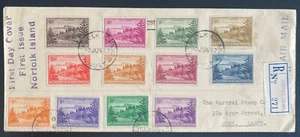 1947 Norfolk Island Australia First Day Cover To Lancs First Stamp Set Sc#1-12 - Picture 1 of 2