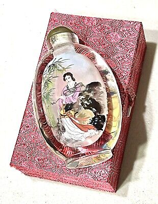 Vintage Antique Chinese Inside Reverse Hand Painted Glass Perfume Snuff Bottle • 254.15£