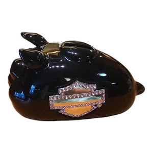 Hucha Harley-Davidson Bling Hog rara - negra con pedrería rosa - Imagen 1 de 14