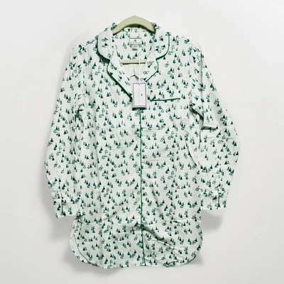 Маленькая ночная рубашка пижама XS вечнозеленые лесные деревья хлопковая фланель новая - Изображение 1 из 4