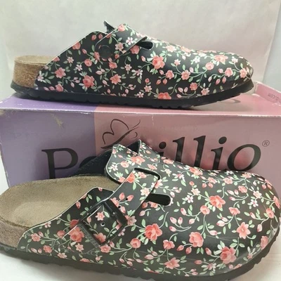 Zapatos sin cordones Birkenstock Papillio Boston para mujer talla 8 florales negros rojos Foto 1 de 4